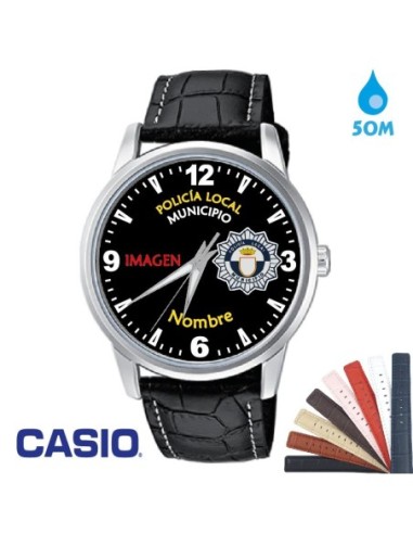 Reloj Policía Local Hombre CASIO Correa Piel WR50