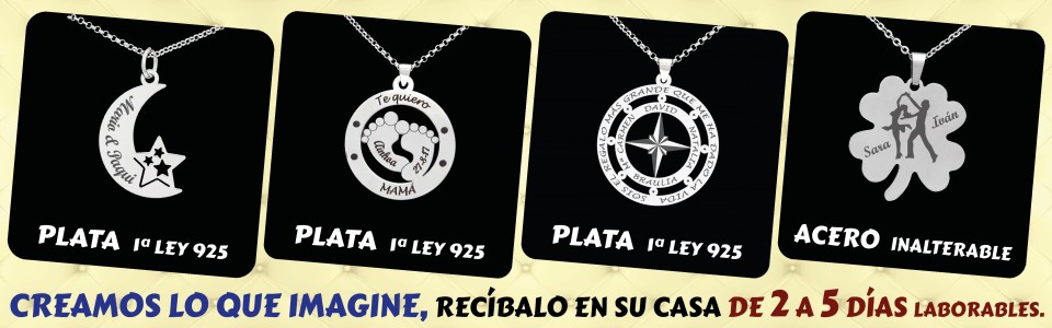 Colgantes personalizados en plata y acero variados