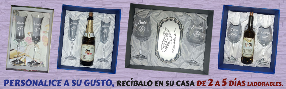 Copas personalizadas para regalar - Con estuche y bandeja